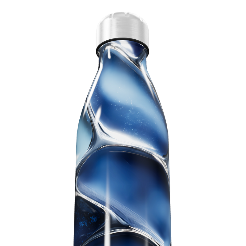 Garrafa Inox - Azul com Design Espiral