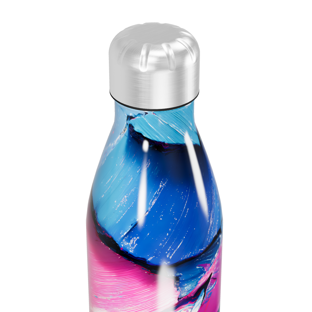 Garrafa Inox - Azul Rosa Abstrata