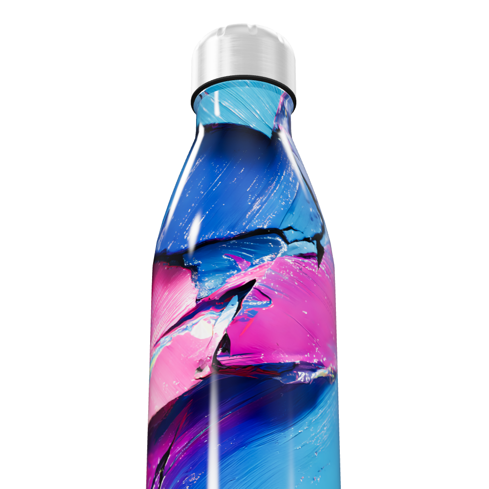 Garrafa Inox - Azul Rosa Abstrata