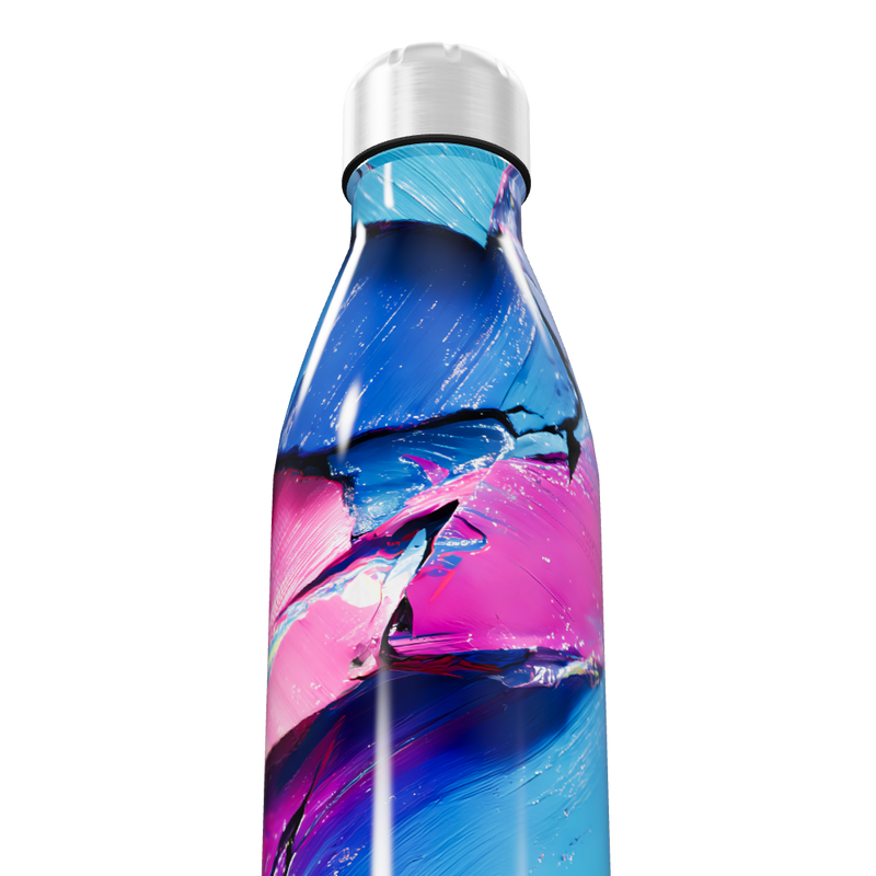 Garrafa Inox - Azul Rosa Abstrata