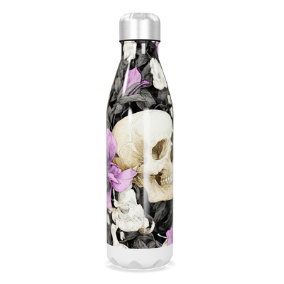 Garrafa Inox - Caveira Flores Preta