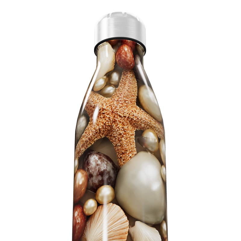 Garrafa Inox - Estampa Conchas e Estrelas