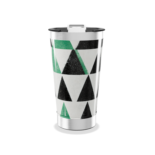 Copo Térmico - Estampa Triângulos Verde e Preto