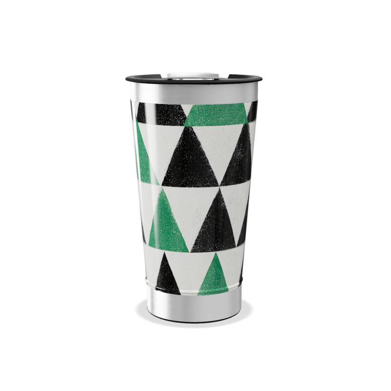 Copo Térmico - Estampa Triângulos Verde e Preto