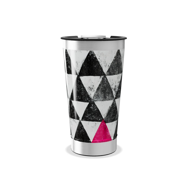 Copo Térmico - Triângulos Preto e Rosa