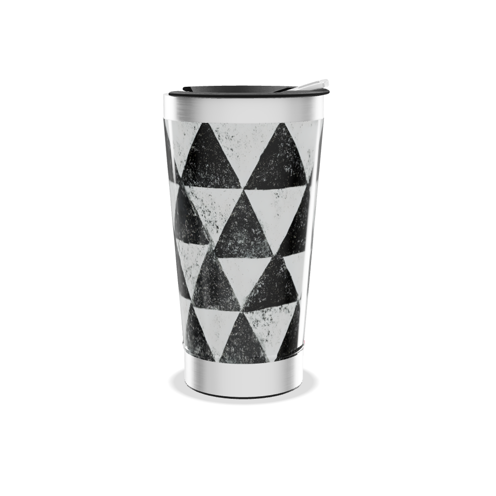 Copo Térmico - Triângulos Preto e Rosa