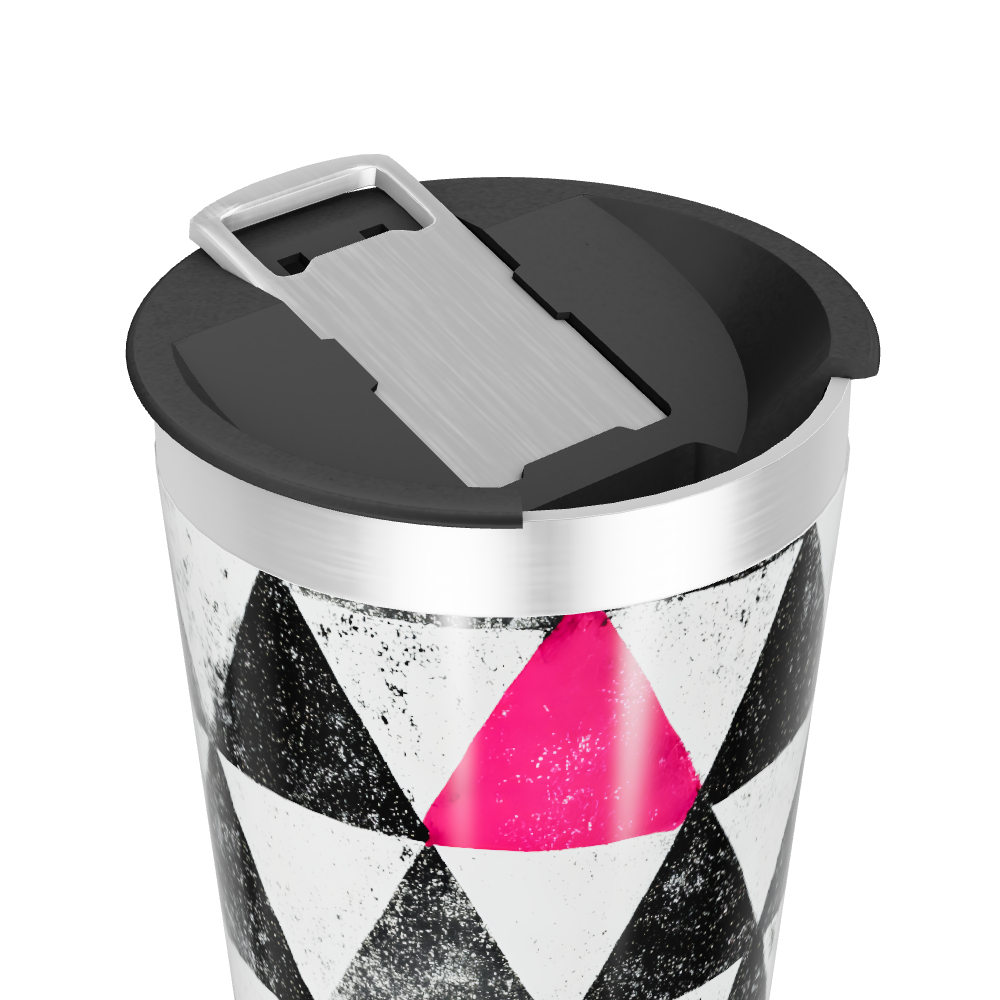 Copo Térmico - Triângulos Preto e Rosa