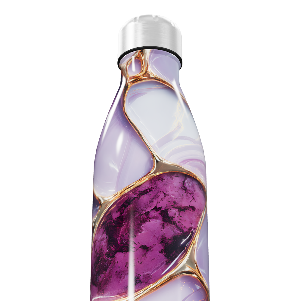 Garrafa Inox - Roxa com Detalhes Dourados