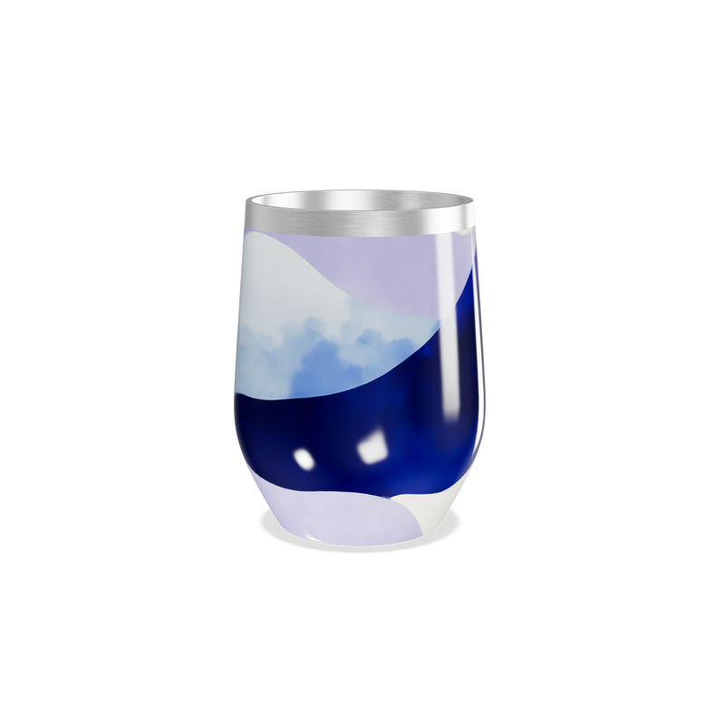 Copo Térmico Slim - Azul com Desenhos Abstratos