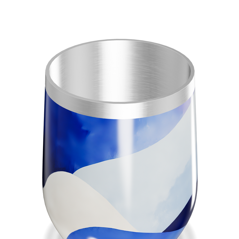 Copo Térmico Slim - Azul com Desenhos Abstratos