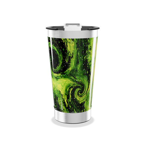 Copo Térmico - Verde com Estampa Abstrata