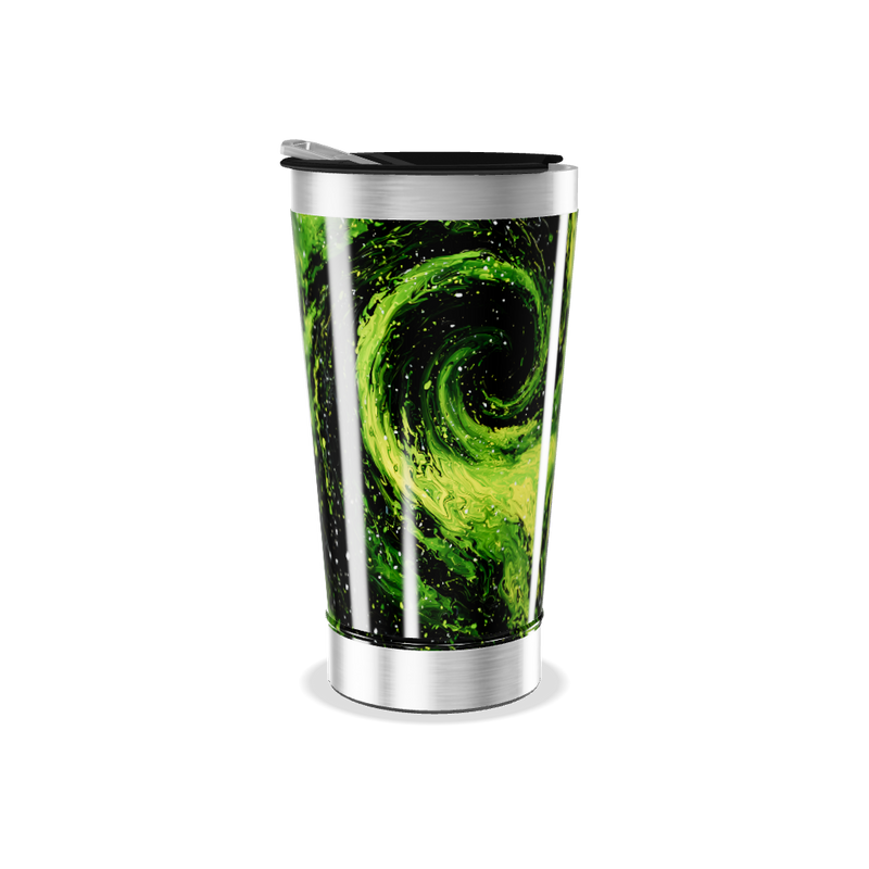 Copo Térmico - Verde com Estampa Abstrata