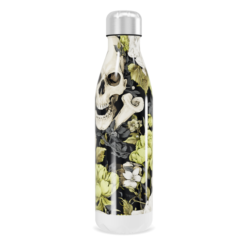 Garrafa Inox - Floral com Caveiras