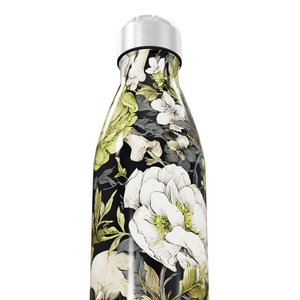 Garrafa Inox - Floral com Caveiras