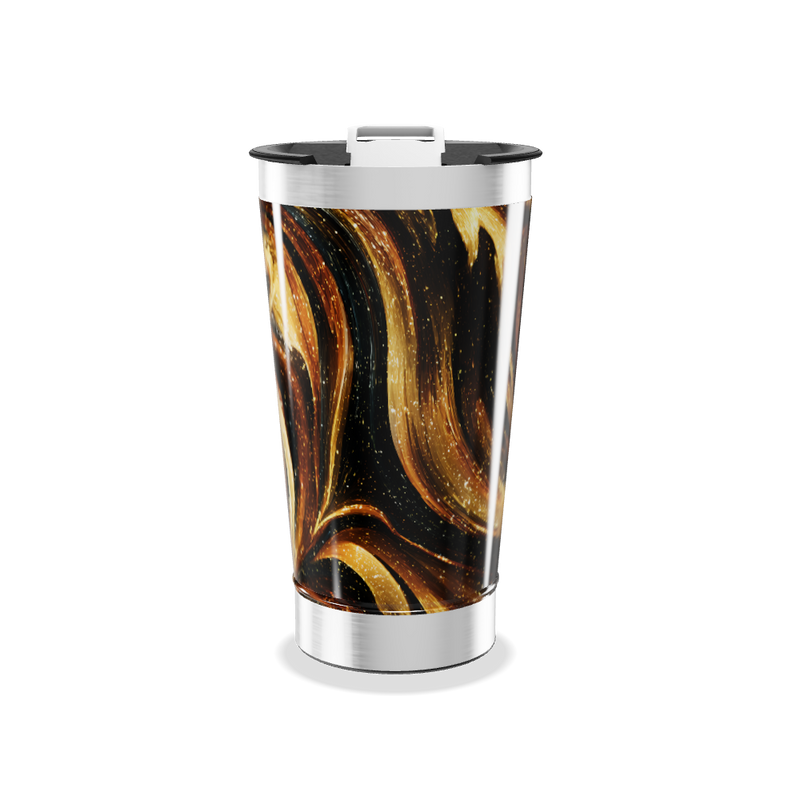 Copo Térmico - Preto e Dourado Abstrato