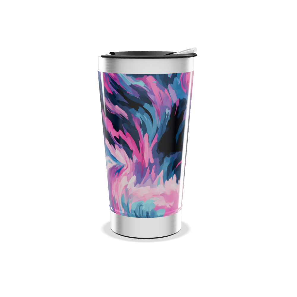 Copo Térmico - Estampa Floral Azul e Rosa