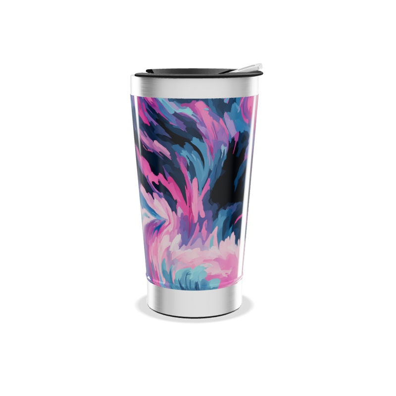 Copo Térmico - Estampa Floral Azul e Rosa