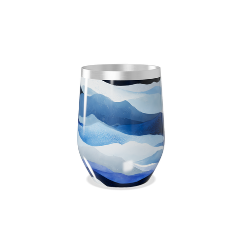 Copo Térmico Slim - Azul com Estampa Ondulada