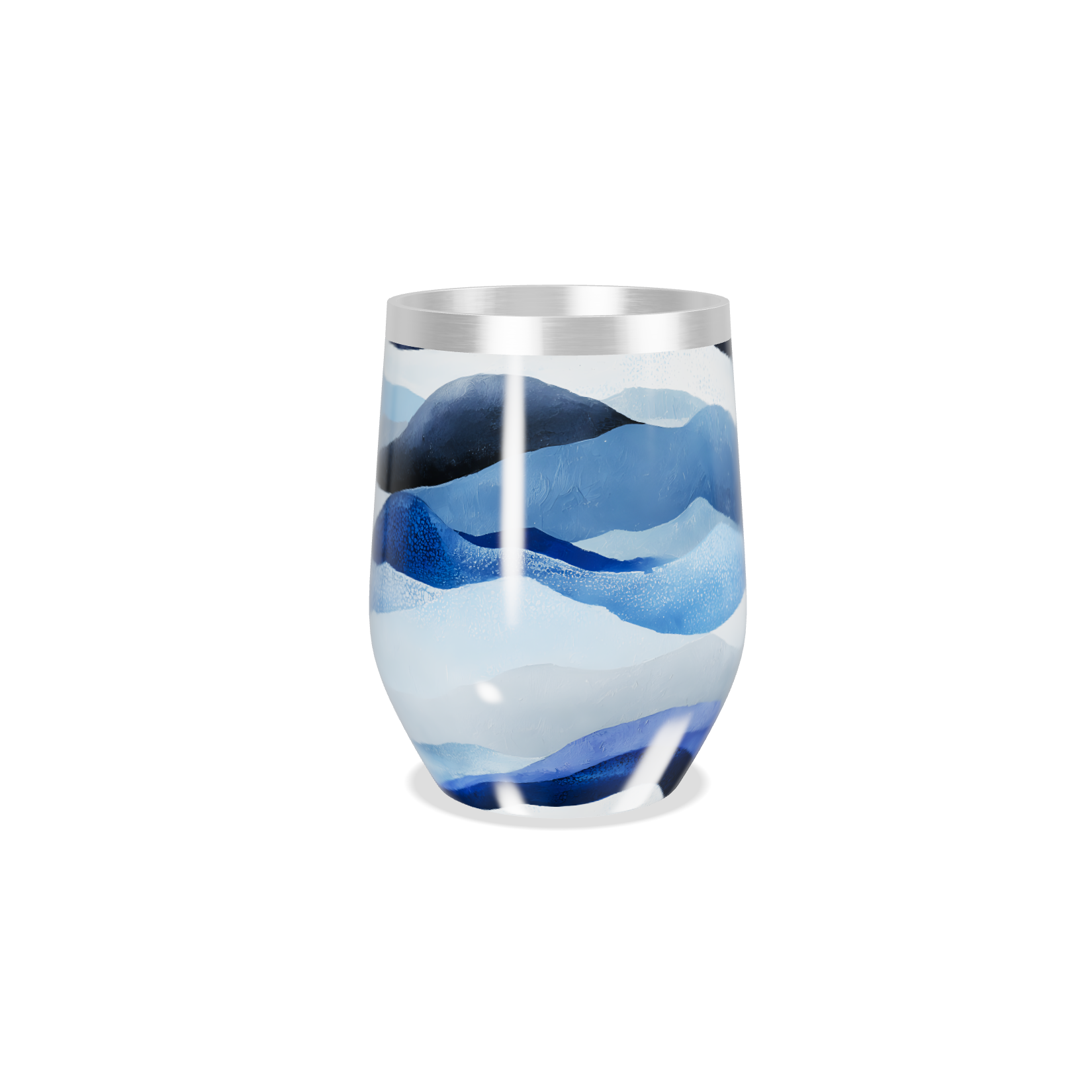 Copo Térmico Slim - Azul com Estampa Ondulada