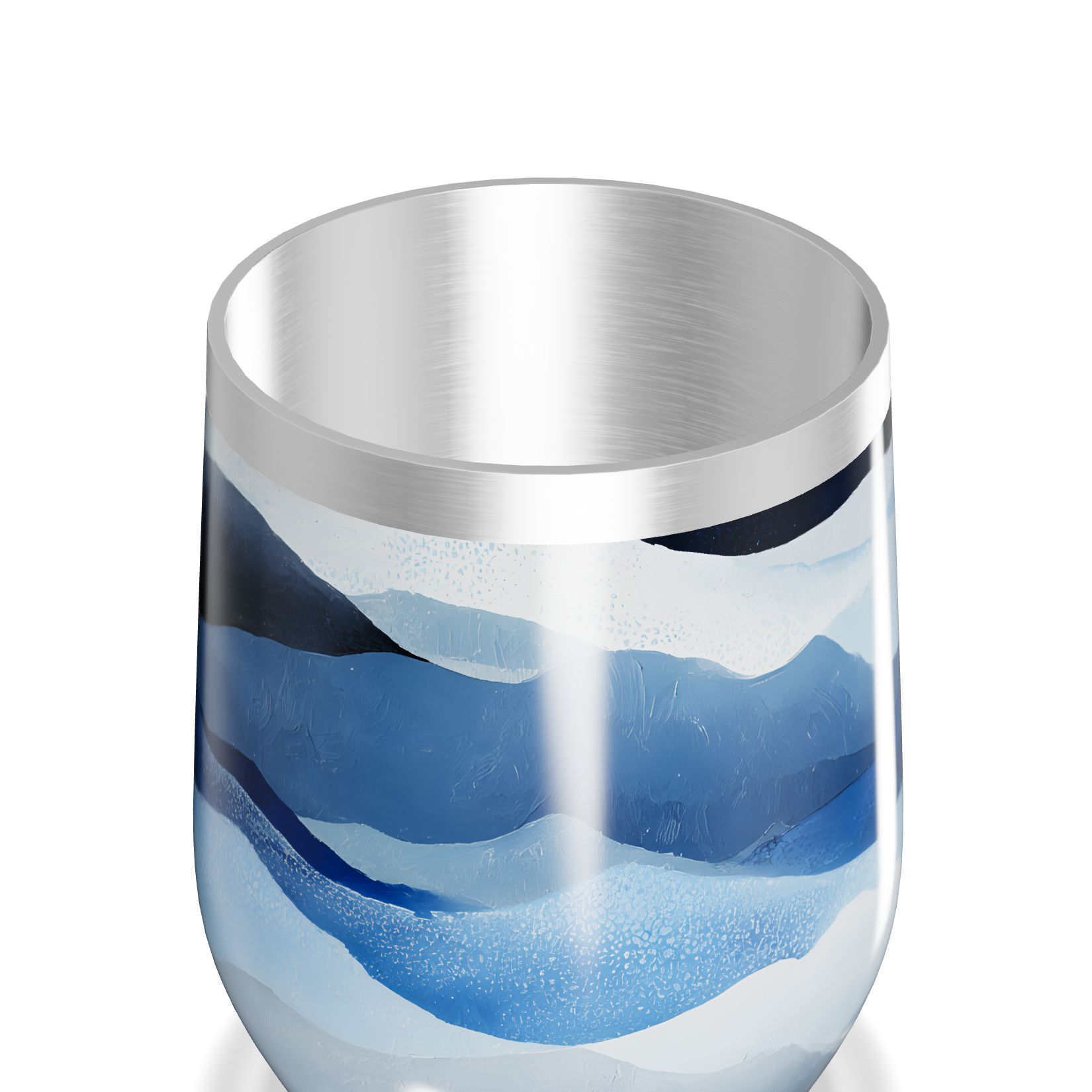 Copo Térmico Slim - Azul com Estampa Ondulada