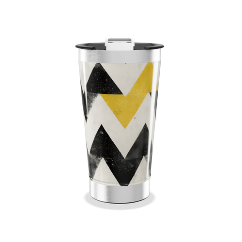 Copo Térmico - Estampa Chevron Preto e Amarelo
