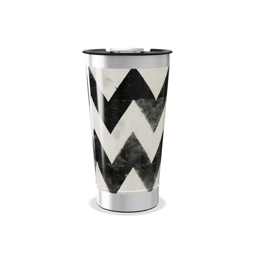 Copo Térmico - Estampa Chevron Preto e Amarelo