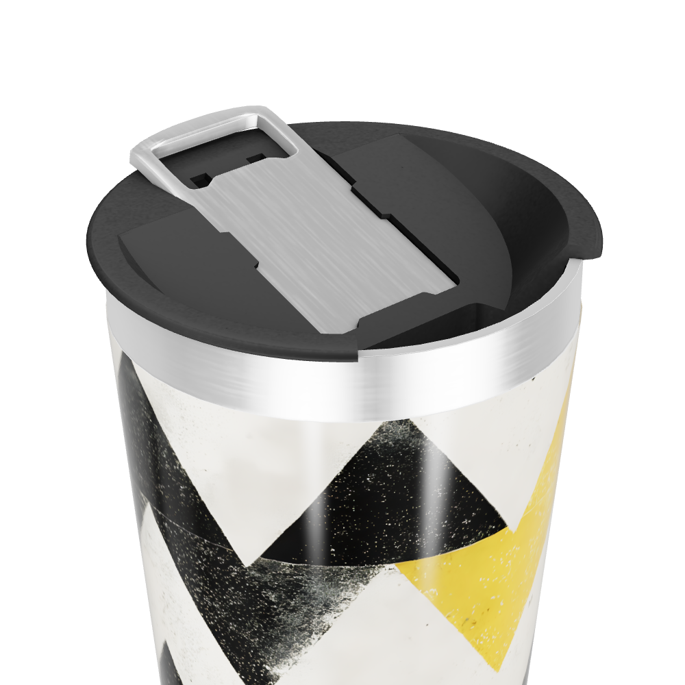 Copo Térmico - Estampa Chevron Preto e Amarelo