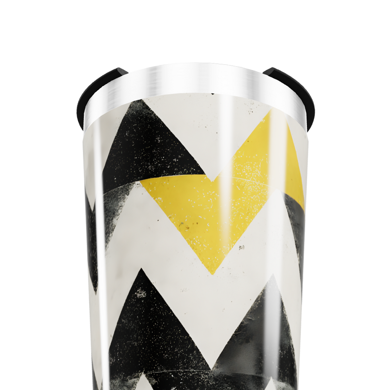 Copo Térmico - Estampa Chevron Preto e Amarelo