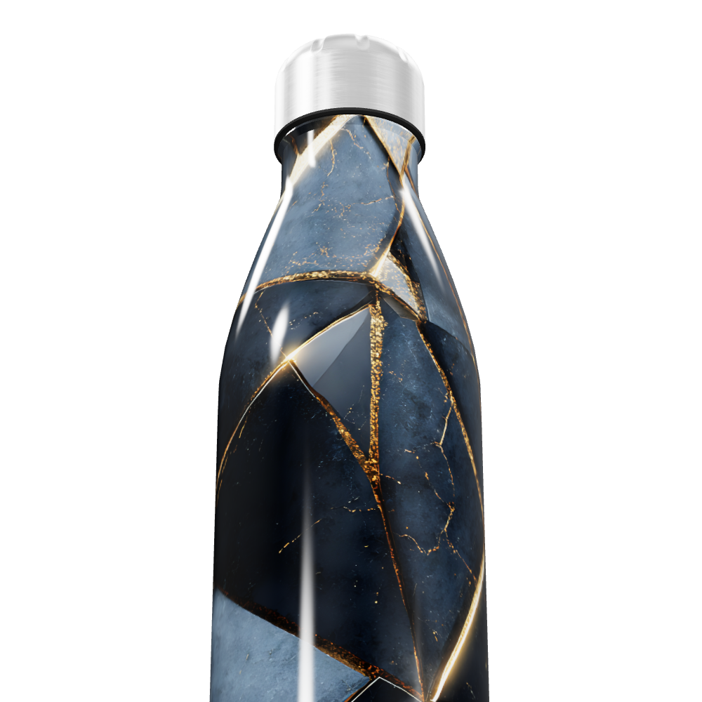 Garrafa Inox - Design Marmorizado Azul