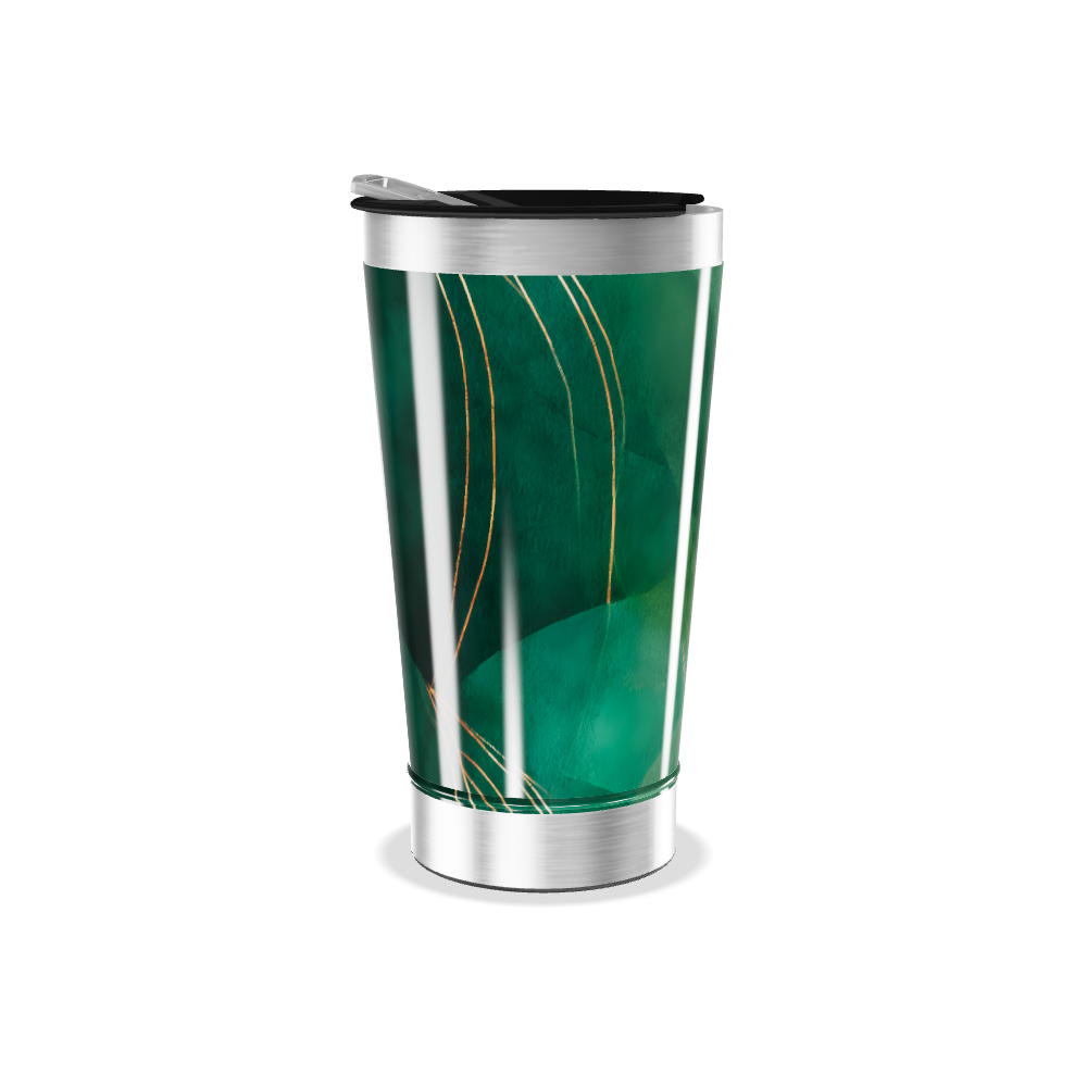 Copo Térmico - Verde com Estampa Folhas