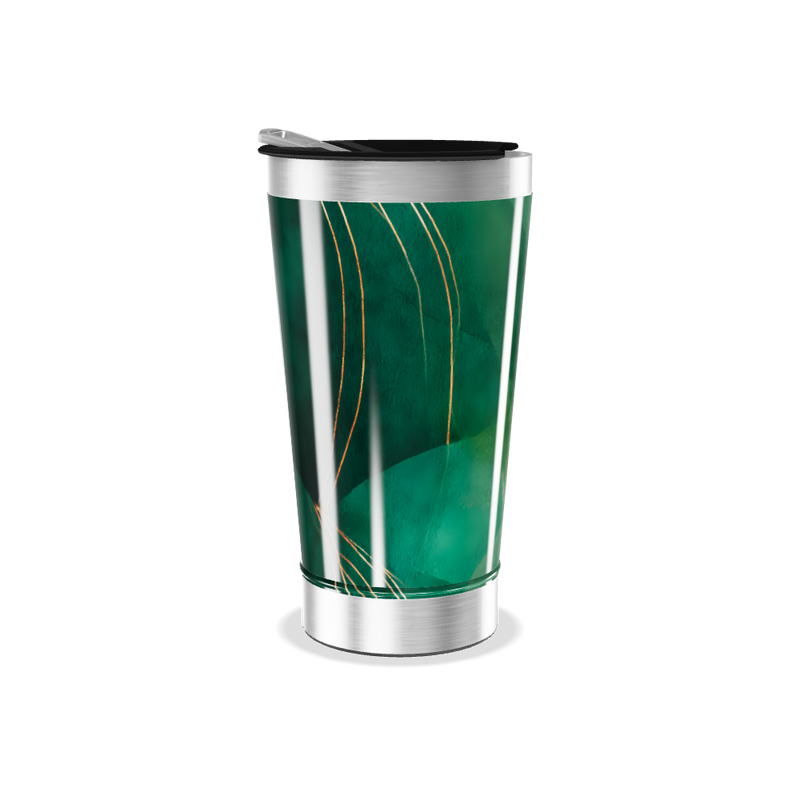 Copo Térmico - Verde com Estampa Folhas