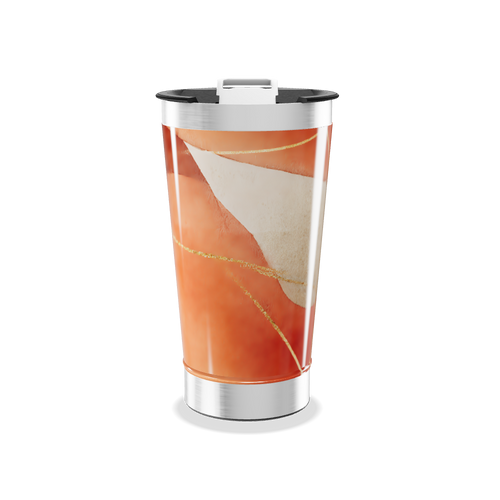 Copo Térmico - Estampa Abstrata Laranja