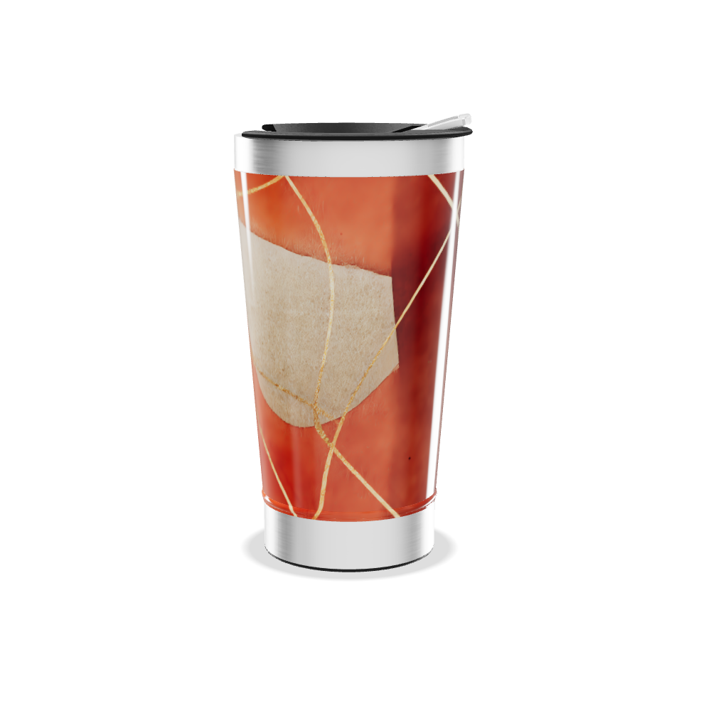 Copo Térmico - Estampa Abstrata Laranja