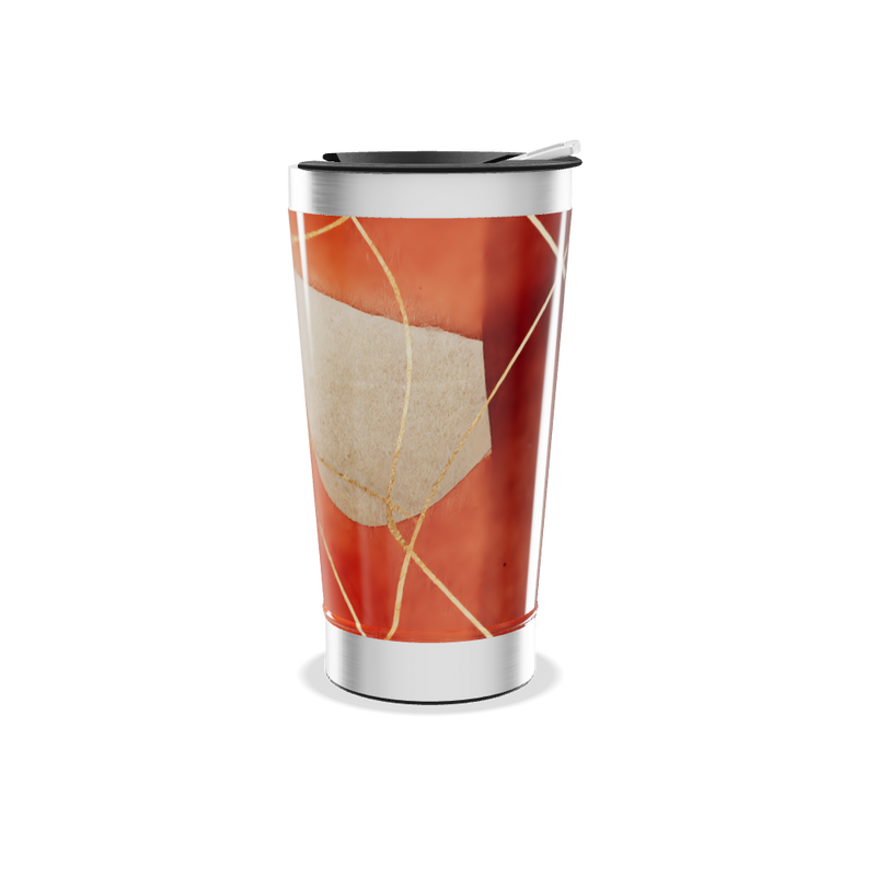 Copo Térmico - Estampa Abstrata Laranja