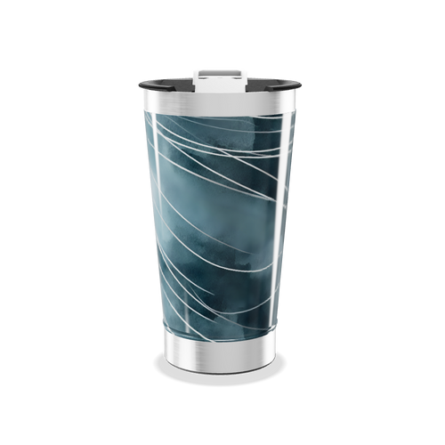 Copo Térmico - Azul com Listras Brancas