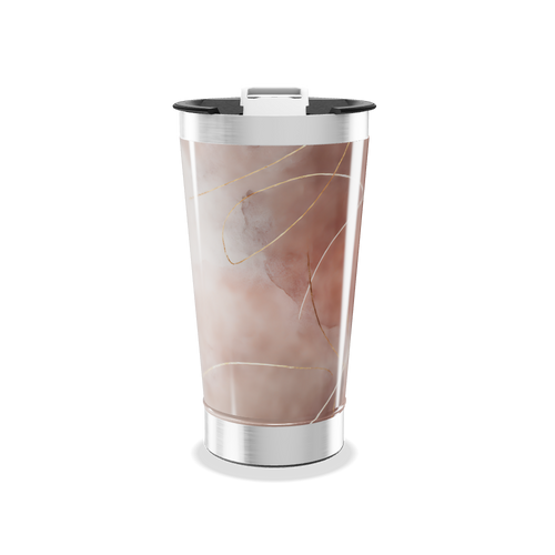 Copo Térmico - Mármore Rosa Aço Inox