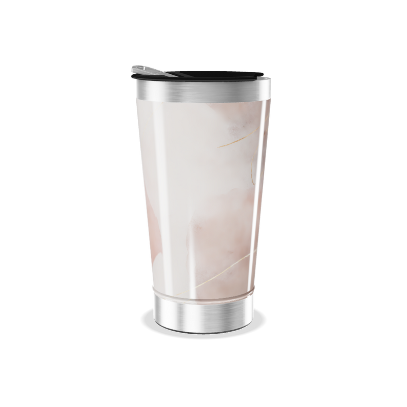 Copo Térmico - Mármore Rosa Aço Inox