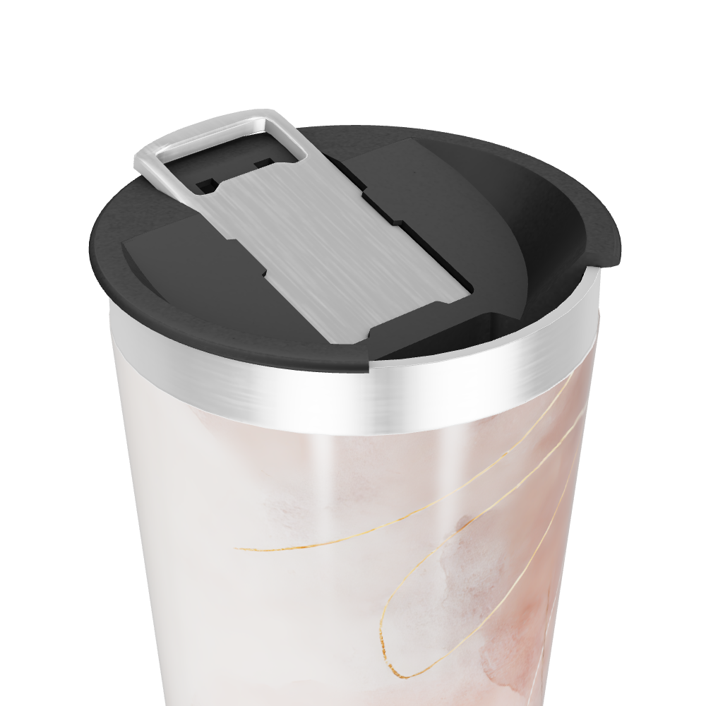 Copo Térmico - Mármore Rosa Aço Inox