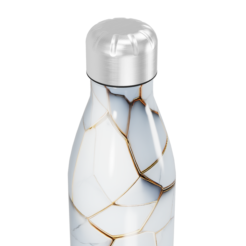 Garrafa Inox - Branco com detalhes dourados