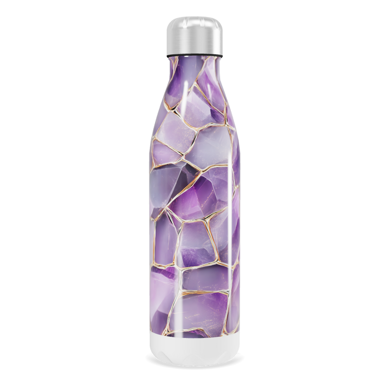 Garrafa Inox - Roxa com Estampa Geométrica