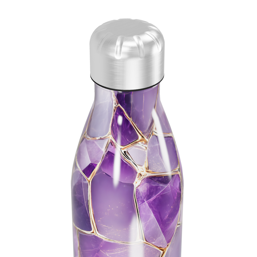 Garrafa Inox - Roxa com Estampa Geométrica