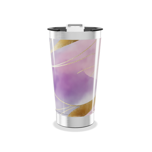Copo Térmico - Roxo e Dourado Abstrato