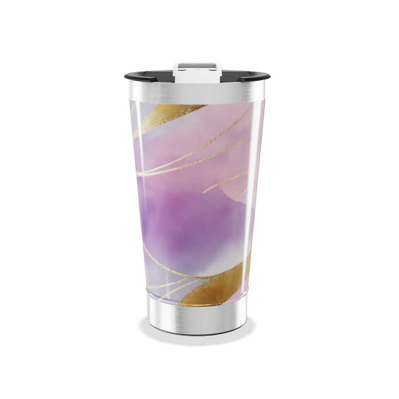 Copo Térmico - Roxo e Dourado Abstrato