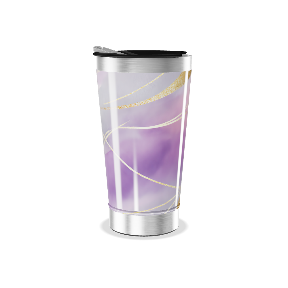 Copo Térmico - Roxo e Dourado Abstrato