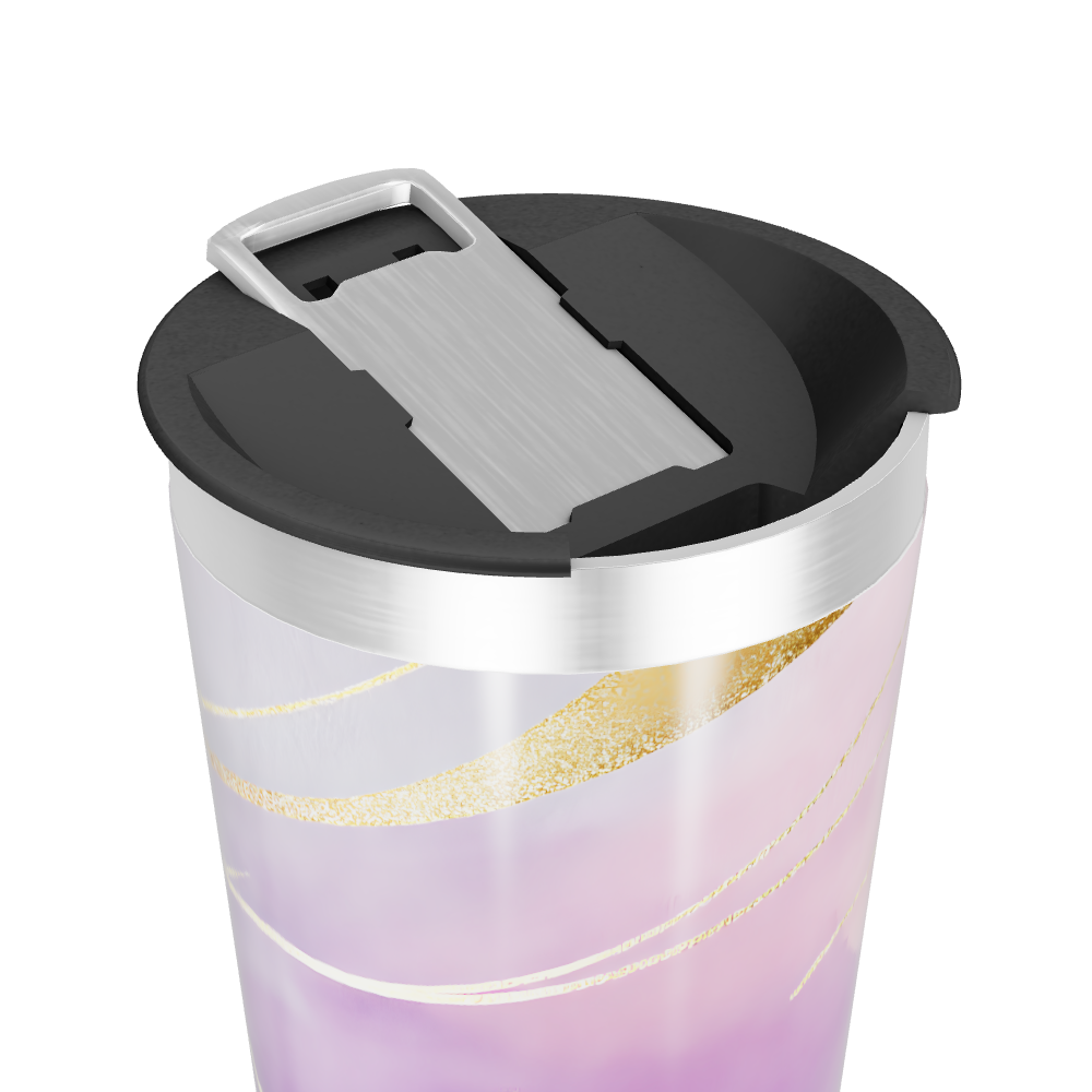 Copo Térmico - Roxo e Dourado Abstrato