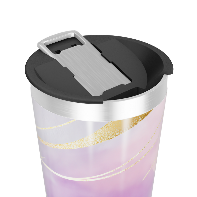 Copo Térmico - Roxo e Dourado Abstrato