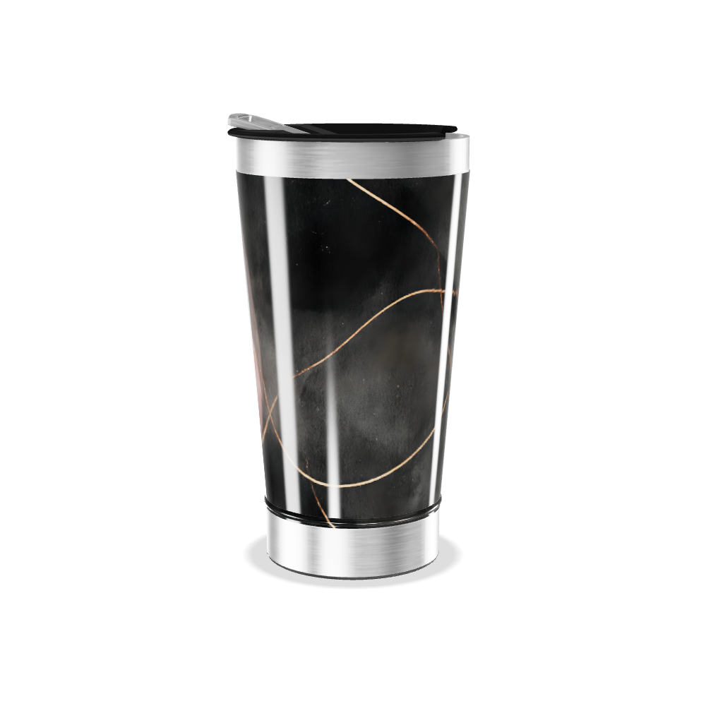 Copo Térmico - Preto com Detalhes Dourados