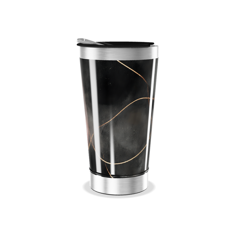 Copo Térmico - Preto com Detalhes Dourados