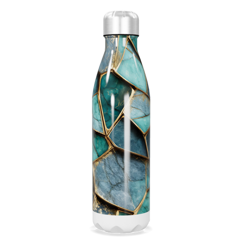 Garrafa Inox - Estampa Mármore Azul