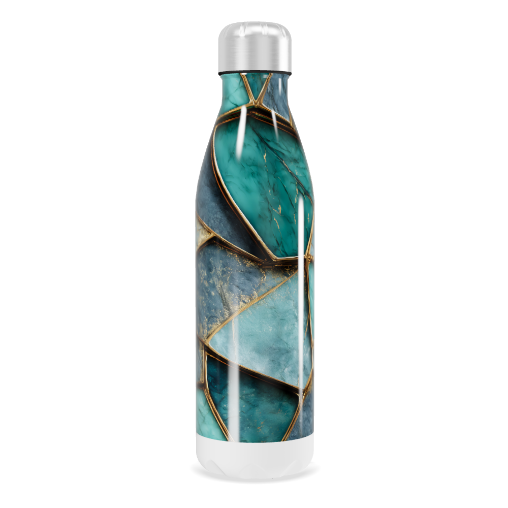 Garrafa Inox - Estampa Mármore Azul